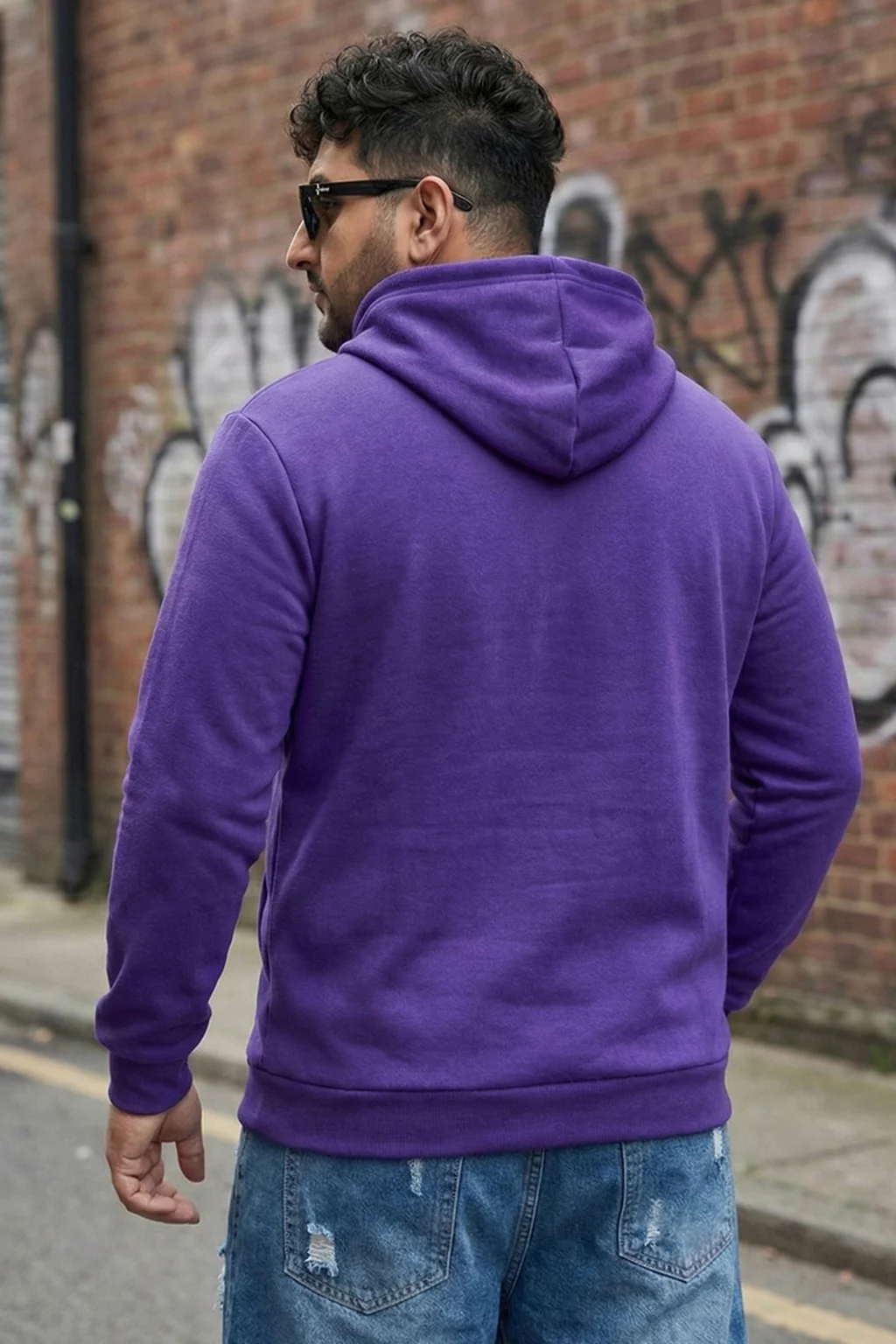 Purple Plain Plus Size Hoodie - Image 3