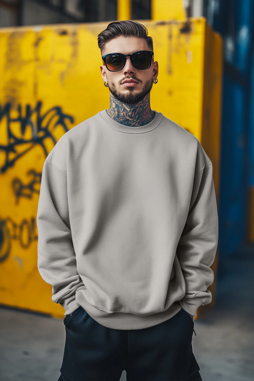 Grey Plain Oversized Sweatshirt - Image 4