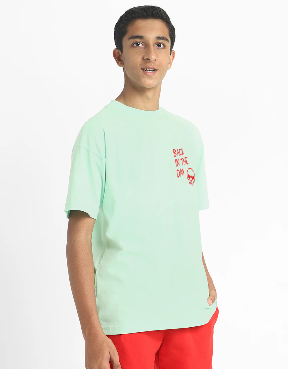 Reset Mint Green Oversized Graphic Printed Boys T-shirt - Image 5