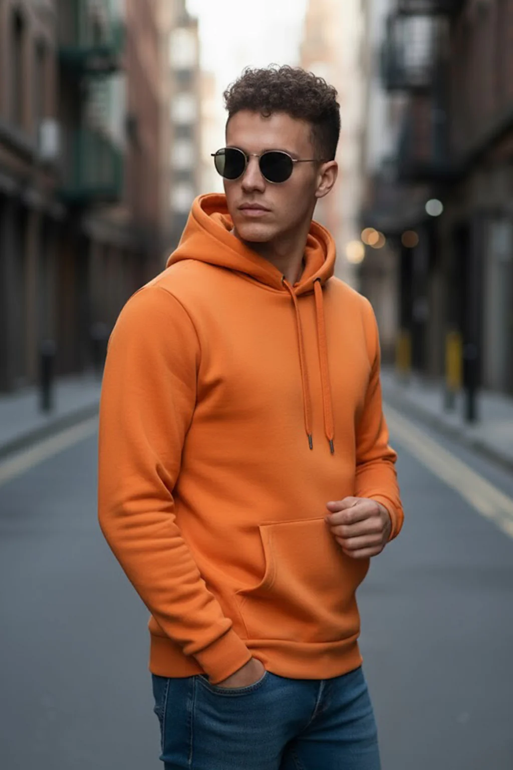 Rhythmic Orange Regular Fit Back Printed Hoodie - Image 5