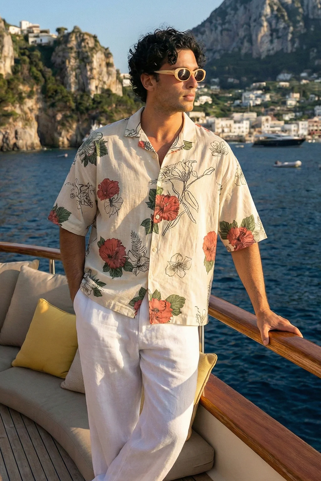 Riviera Bloom Swanwhite All Over Print Oversized Exclusive Shirt - Image 2