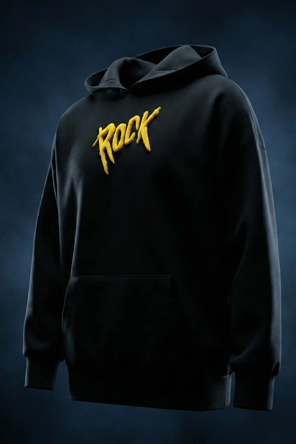 Rock The Earth Black Oversized Puff Printed Exclusive Hoodie - Image 4