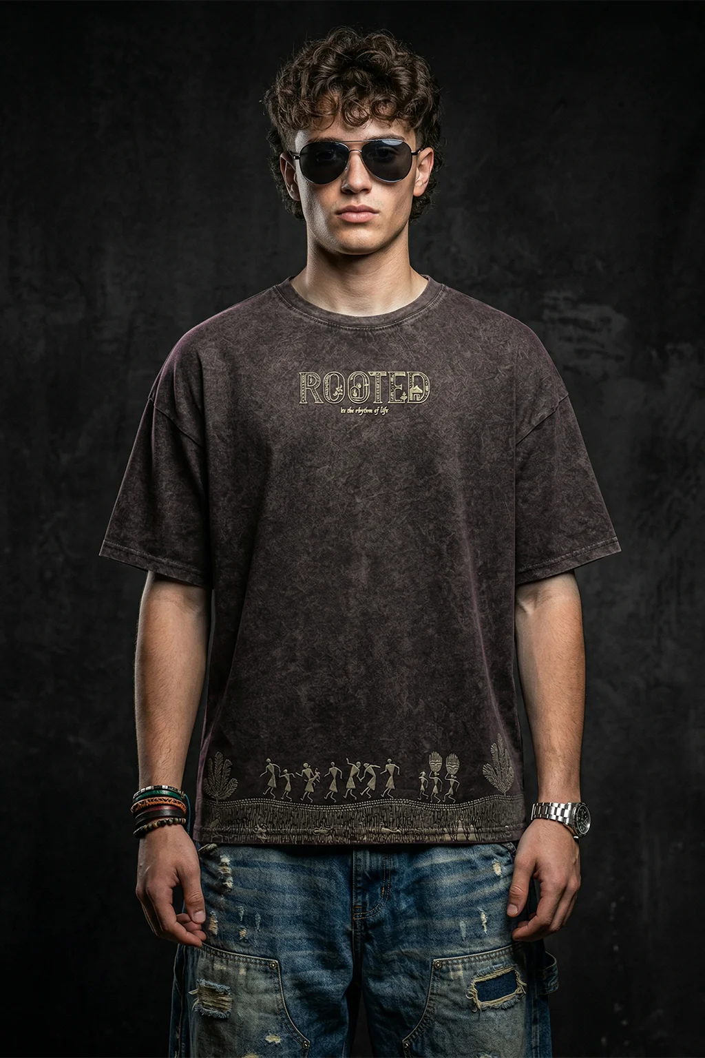 Rooted Brown Acid Washed Printed Exclusive T-shirt Epic Collection - Image 8