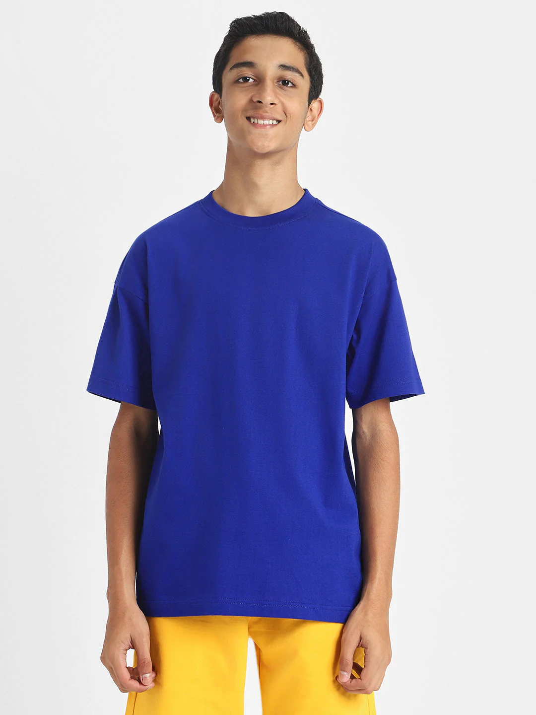 Royal Blue Solid Oversized Boys T-shirt - Image 4