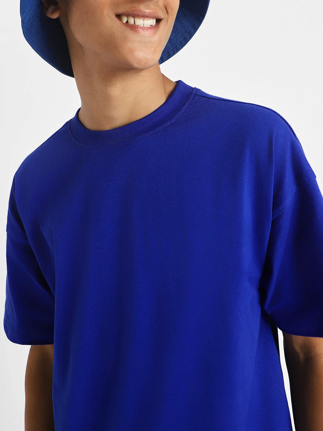Royal Blue Solid Oversized Boys T-shirt - Image 5