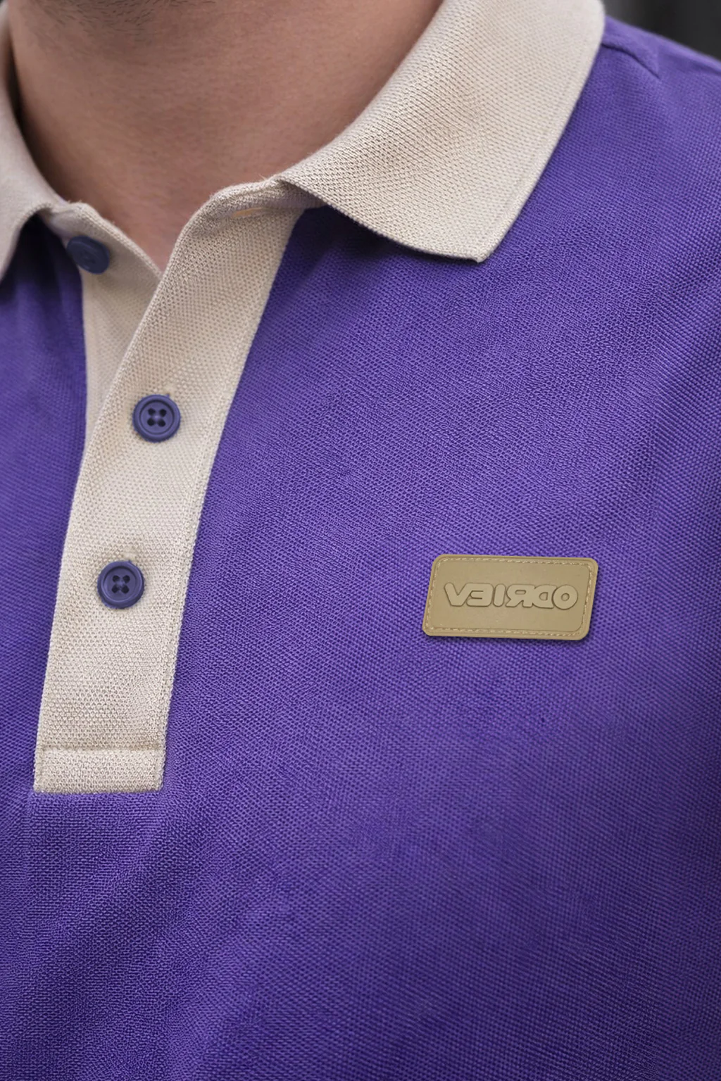 Royal Purple Contrast Collar Economic Regular Fit Pique Polo - Image 2