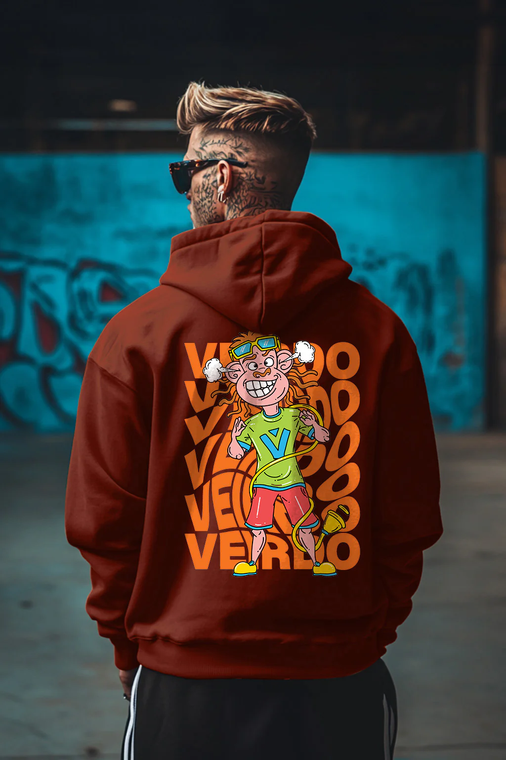 Veirdo's Rust Back Printed Regular Fit Hoodie - Image 4