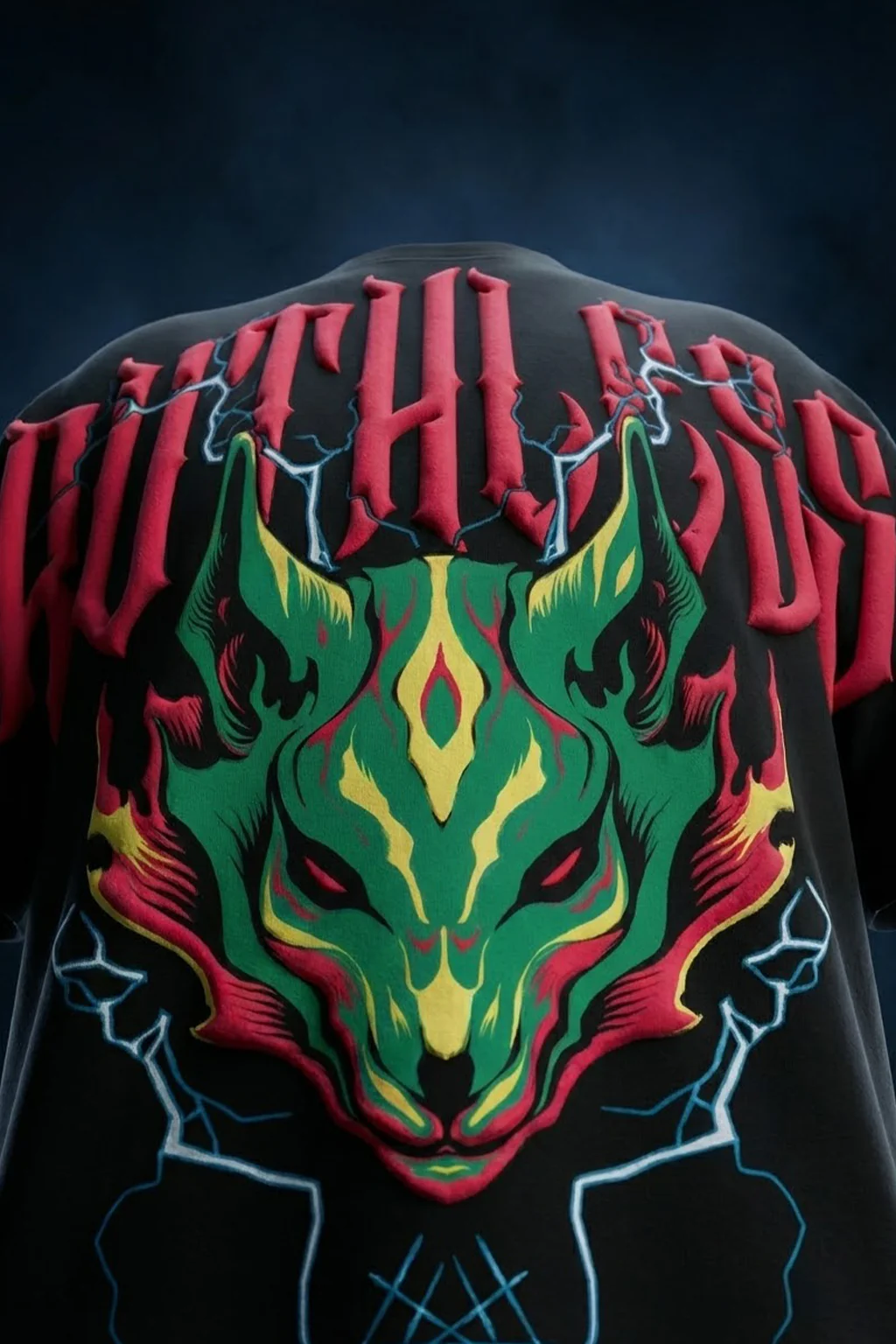 Ruthless Wolf Black 3D Puff Print Exclusive T-shirt Supreme Edition