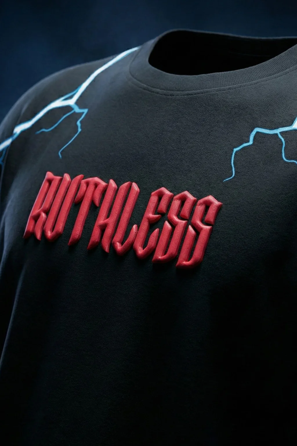 Ruthless Wolf Black 3D Puff Print Exclusive T-shirt Supreme Edition - Image 2