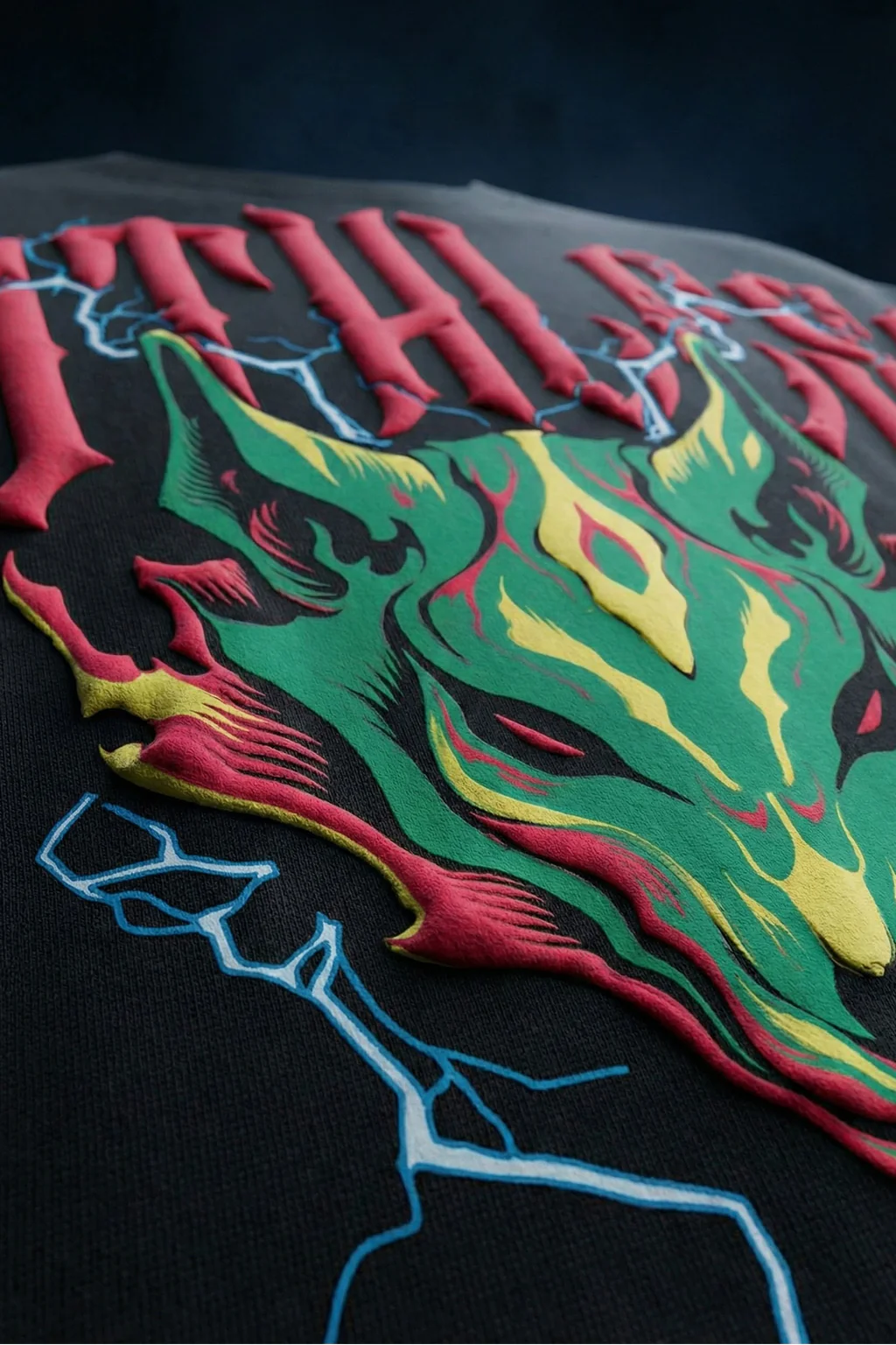 Ruthless Wolf Black 3D Puff Print Exclusive T-shirt Supreme Edition - Image 5