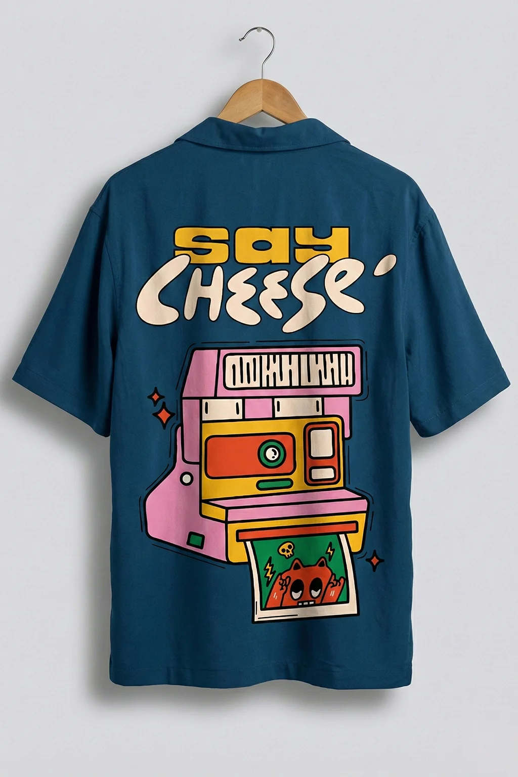 Say Cheese Navy Oversized Printed Exclusive Shirt