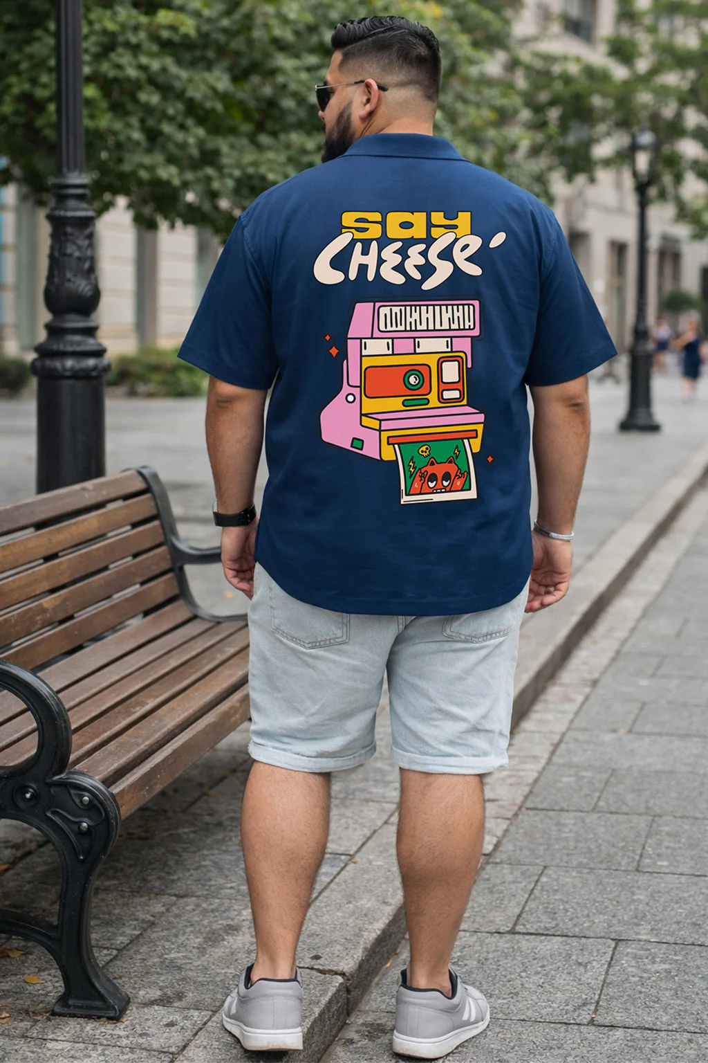 Say Cheese Navy Plus Size Printed Exclusive Shirt - Image 5