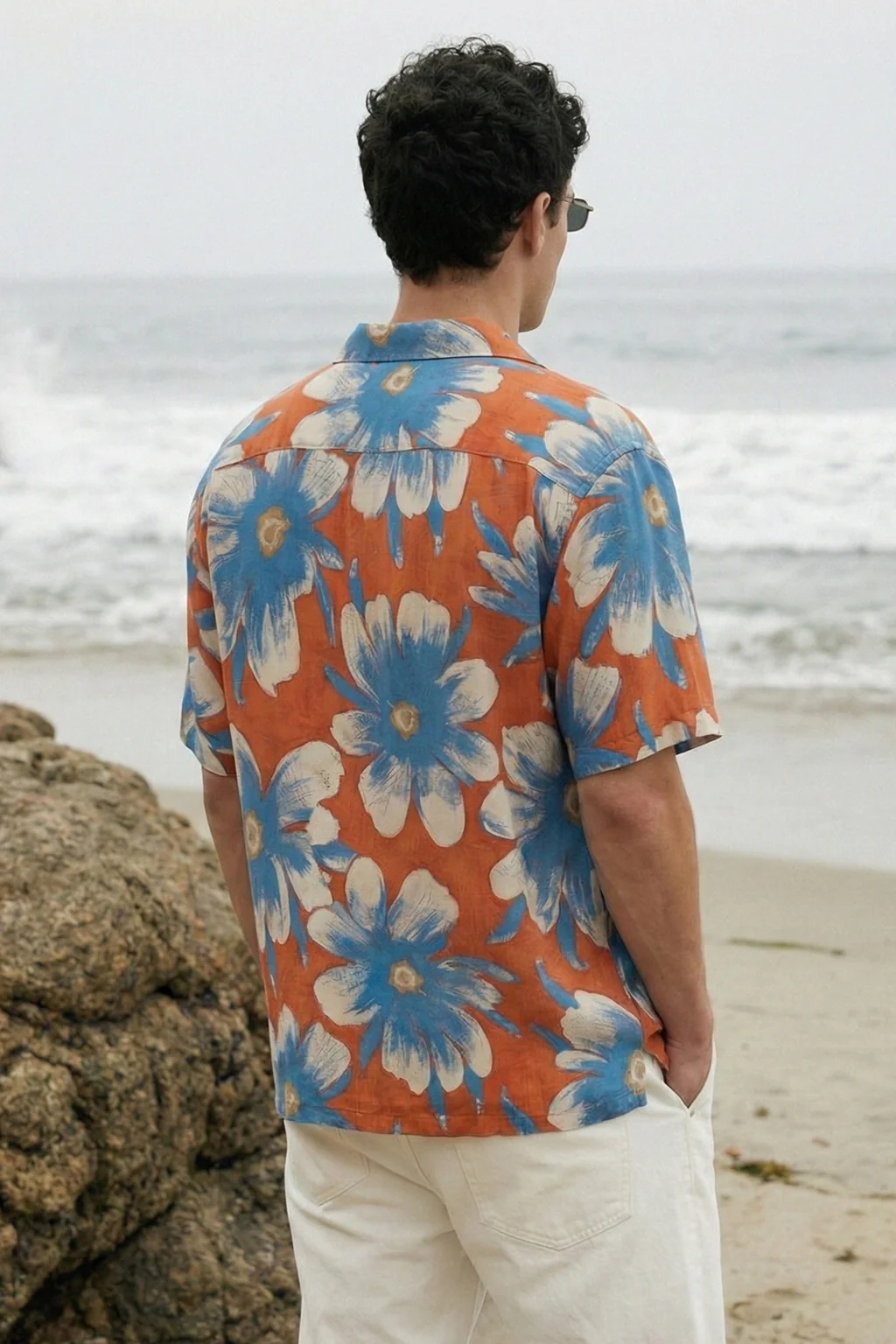 Seaside Floral Red All Over Print Oversized Exclusive Shirt - Image 3