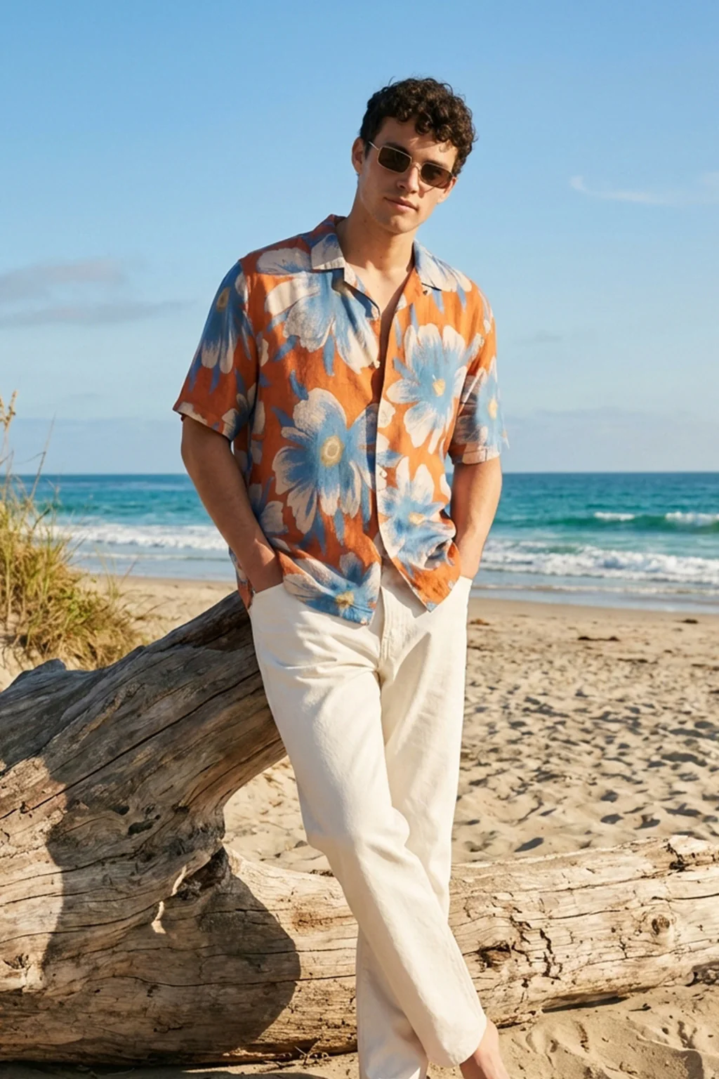 Seaside Floral Red All Over Print Oversized Exclusive Shirt - Image 5