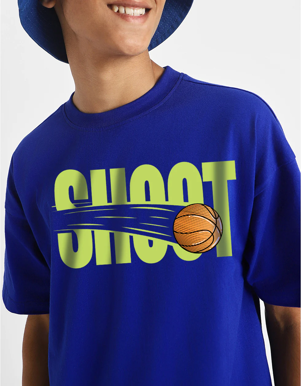 Shoot Royalblue Oversized Graphic Printed Boys T-shirt - Image 2