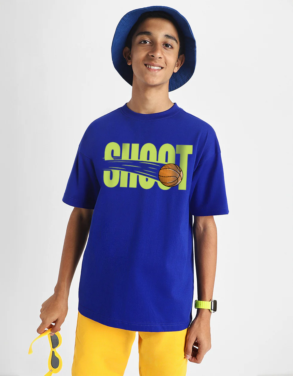 Shoot Royalblue Oversized Graphic Printed Boys T-shirt - Image 5