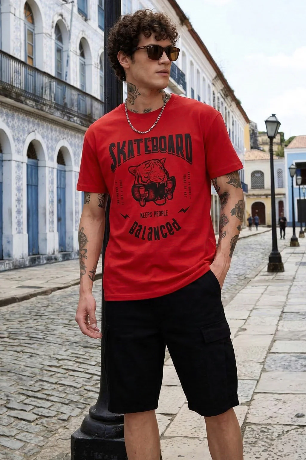 Skateboard Red Regular Fit Printed T-shirt - Image 5