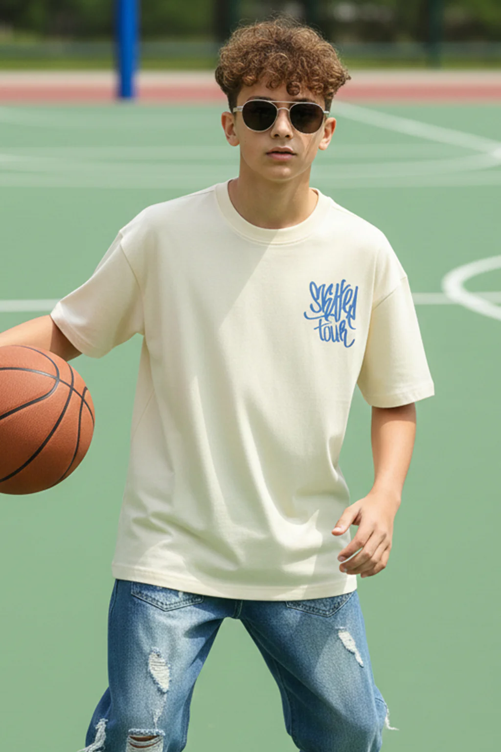 Skaters Swanwhite Oversized Graphic Printed Boys T-shirt - Image 3