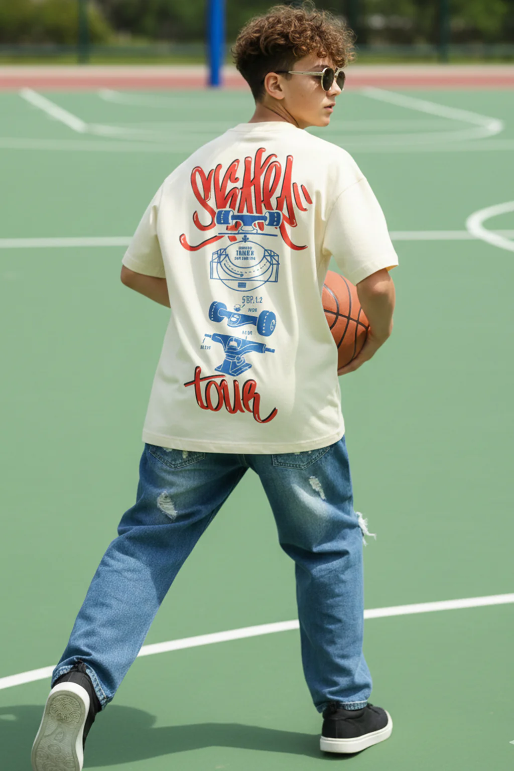 Skaters Swanwhite Oversized Graphic Printed Boys T-shirt - Image 4