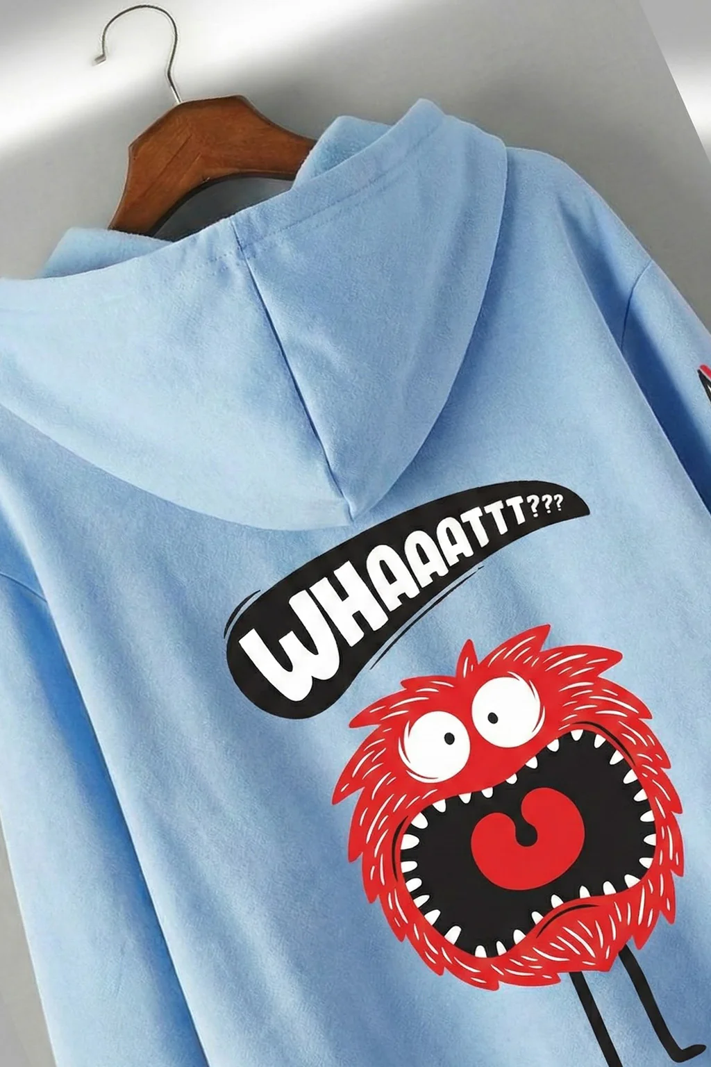 Skull Blue Back Graphic Printed Oversized Fit Hoodie - Image 3