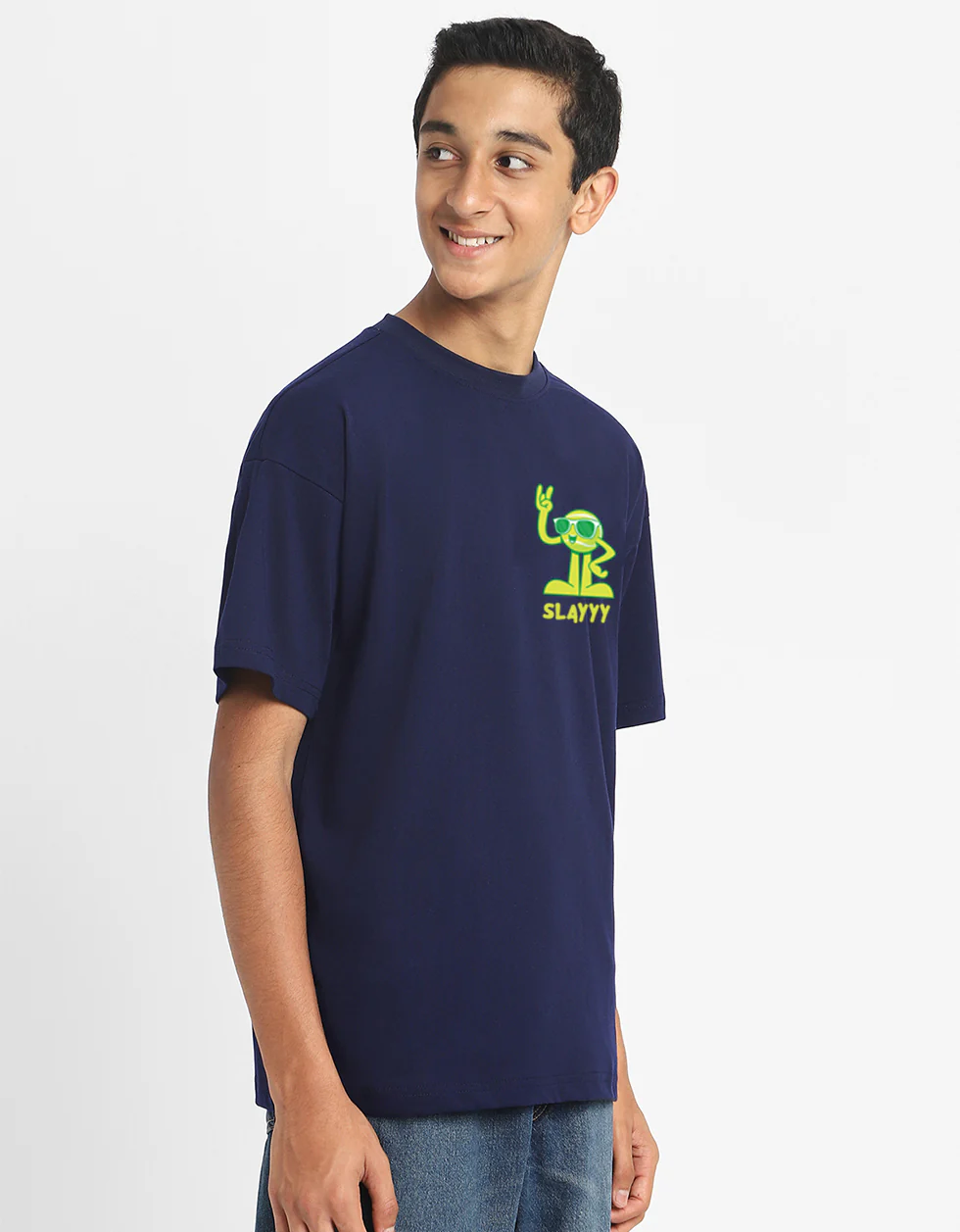 Slay Navy Oversized Graphic Pocket Printed Boys T-shirt - Image 3