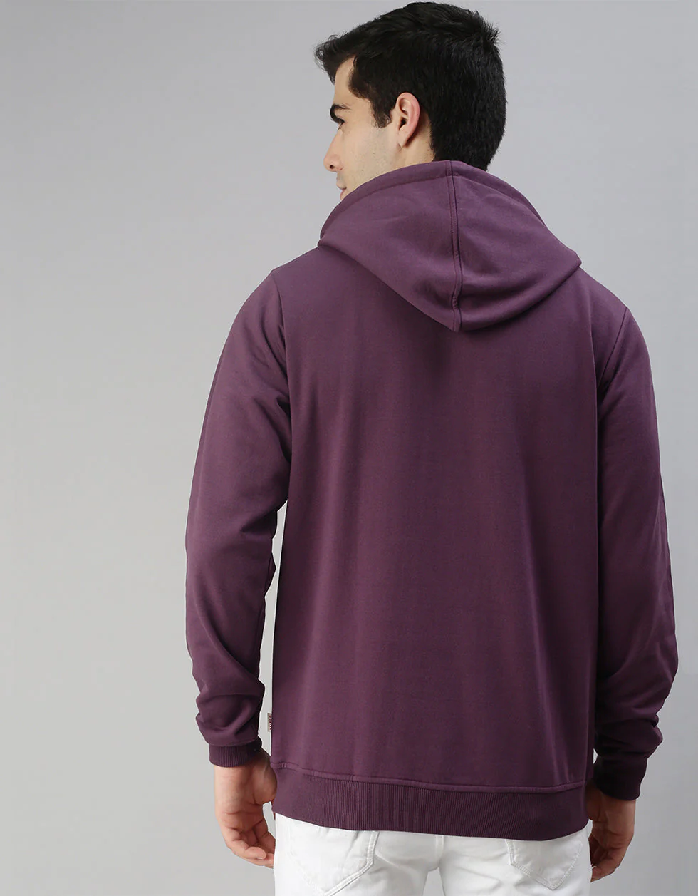 Smile Purple Front Printed Regular Fit Hoodie - Image 4