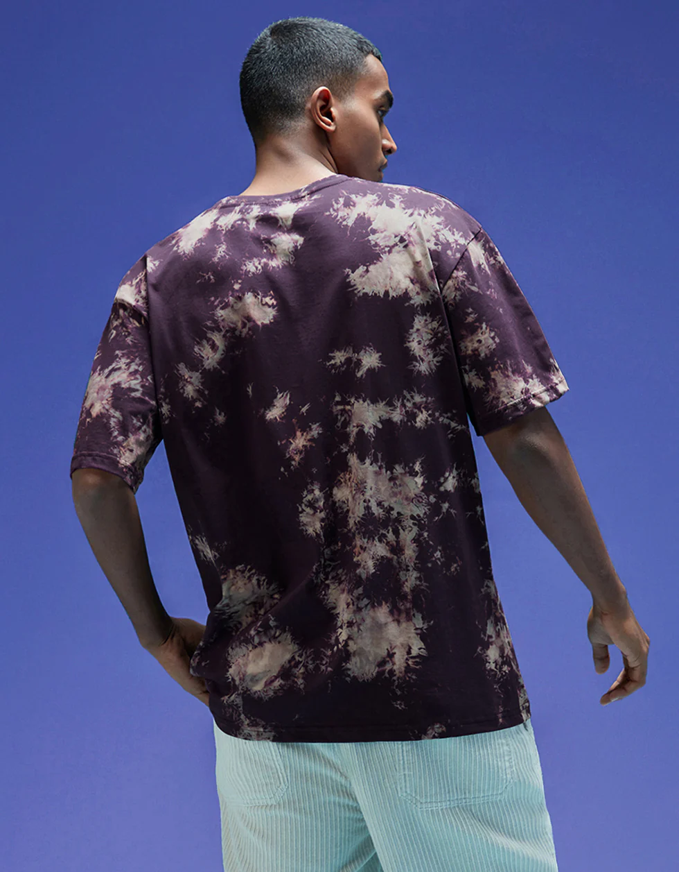 Smoke Navy Oversized Tie-Die Printed T-shirt - Image 3