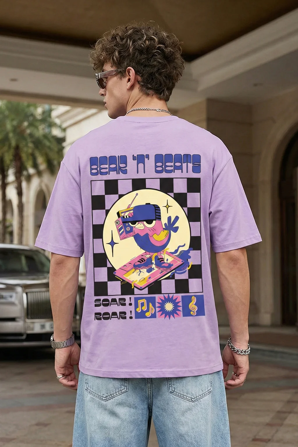 Sour Roar Lilac Oversized Printed T-shirt - Image 2