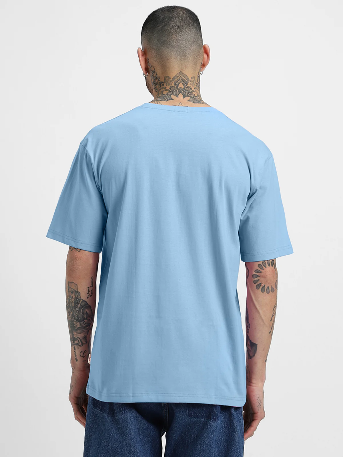 SPACE CAPSULE Blue Oversized Front Graphic Printed T-shirt - Image 3