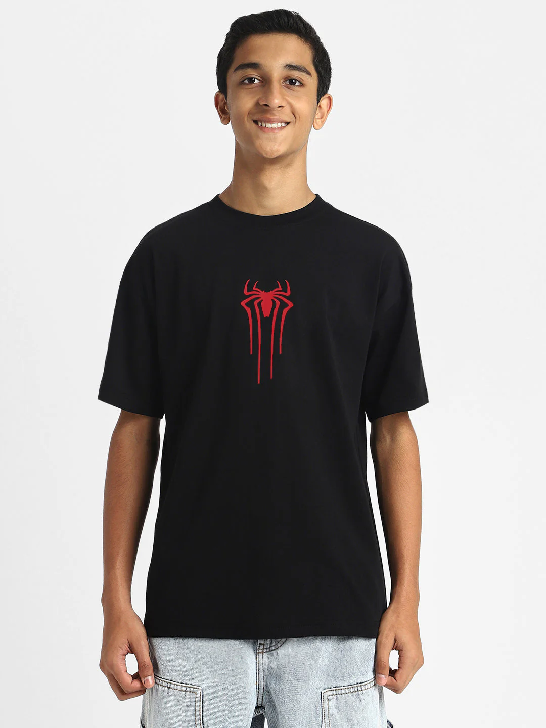 Spiderman Black Oversized Graphic Back Printed Boys T-shirt - Image 3