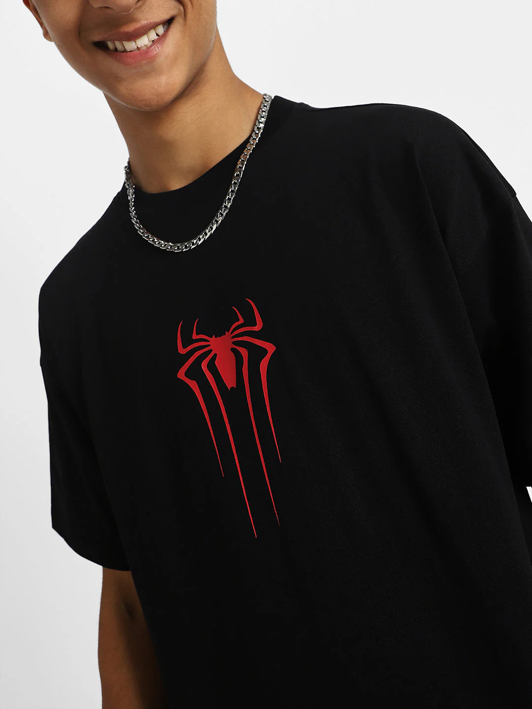 Spiderman Black Oversized Graphic Back Printed Boys T-shirt - Image 4