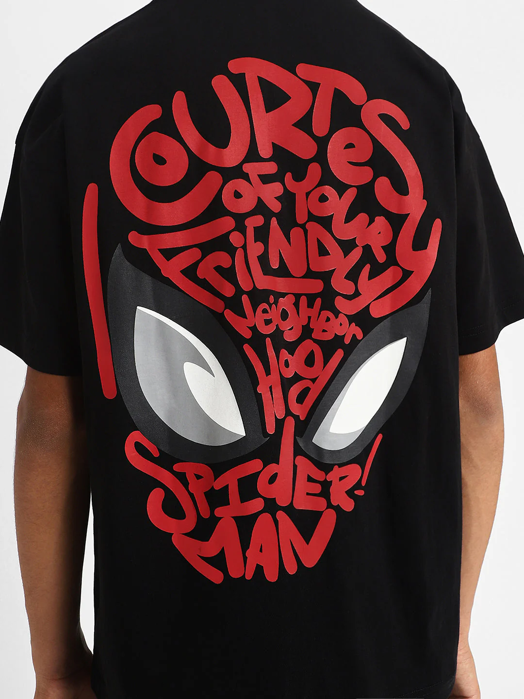 Spiderman Black Oversized Graphic Back Printed Boys T-shirt - Image 5