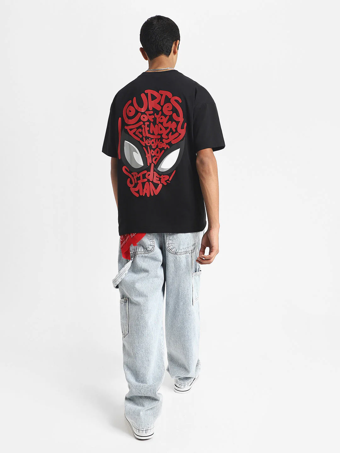 Spiderman Black Oversized Graphic Back Printed Boys T-shirt - Image 6