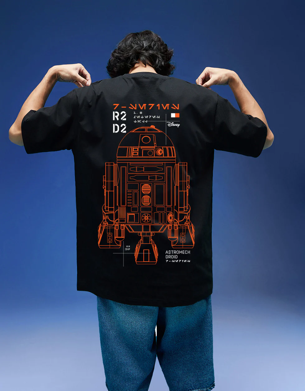 Star Wars Black Oversized  Graphic Back Printed T-shirt