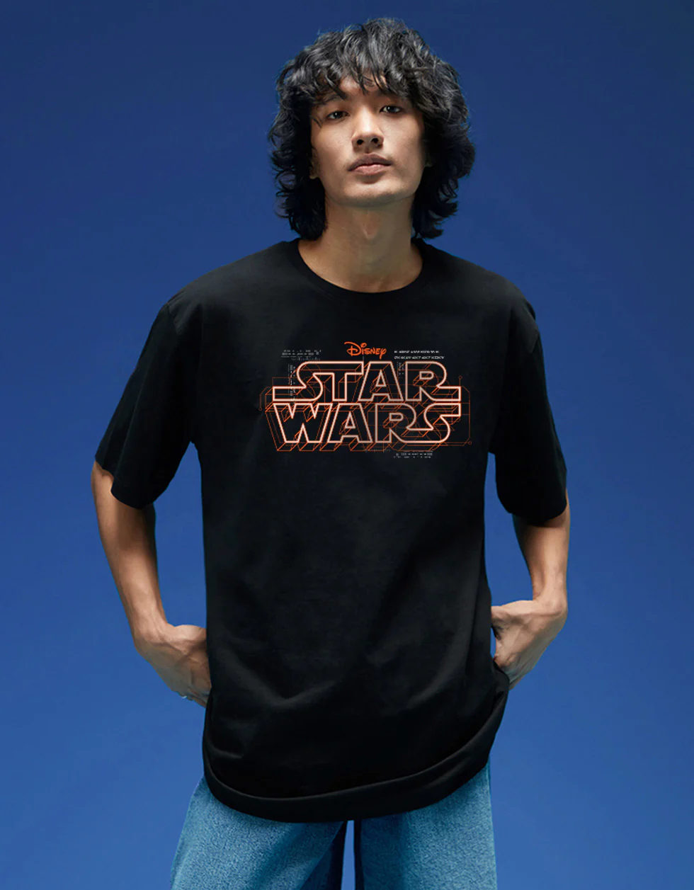 Star Wars Black Oversized  Graphic Back Printed T-shirt - Image 2