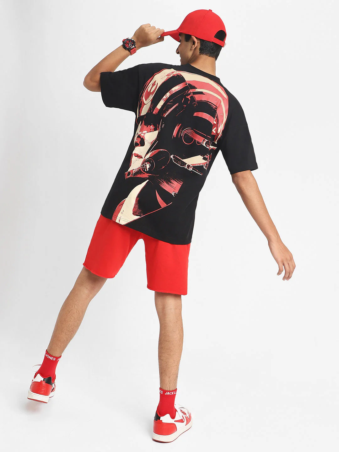 Starwar Black Oversized Graphic Back Printed Boys T-shirt - Image 2