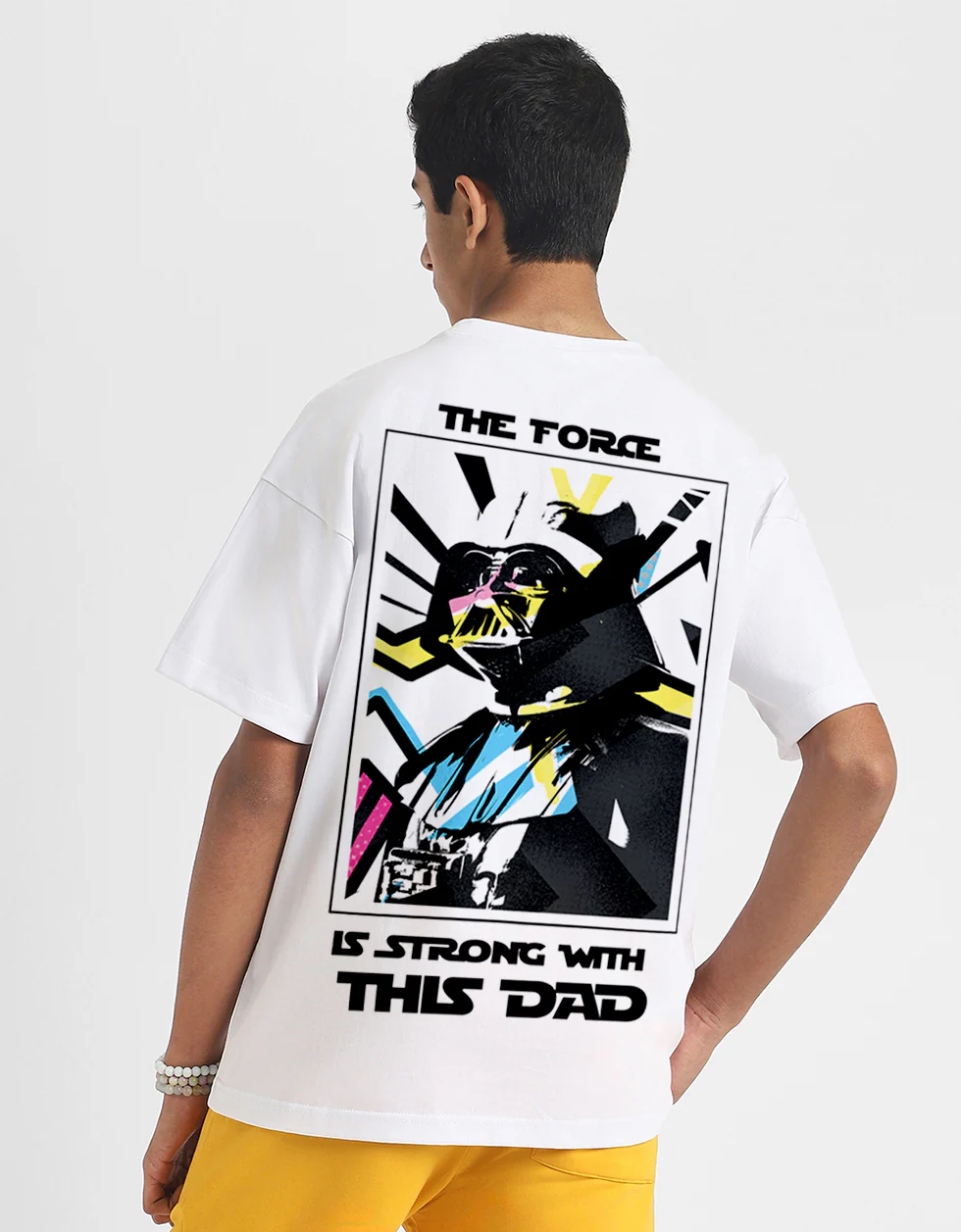Starwar White Oversized Graphic Back Printed Boys T-shirt - Image 2