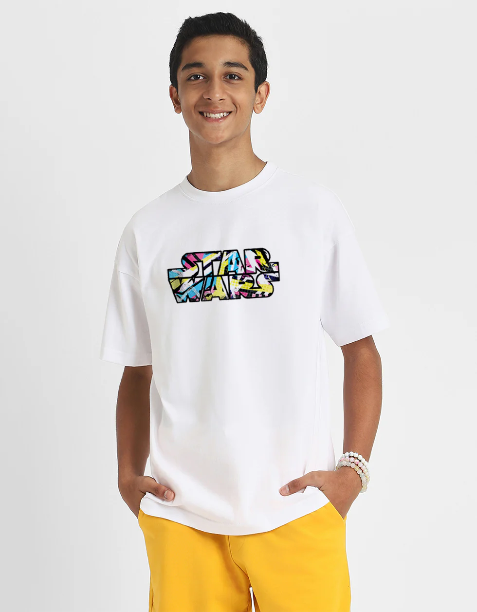 Starwar White Oversized Graphic Back Printed Boys T-shirt - Image 3