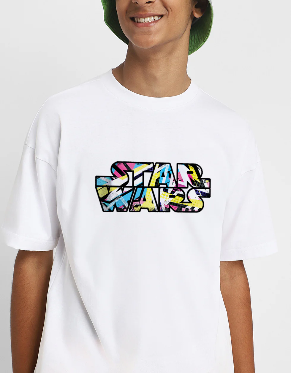 Starwar White Oversized Graphic Back Printed Boys T-shirt - Image 4