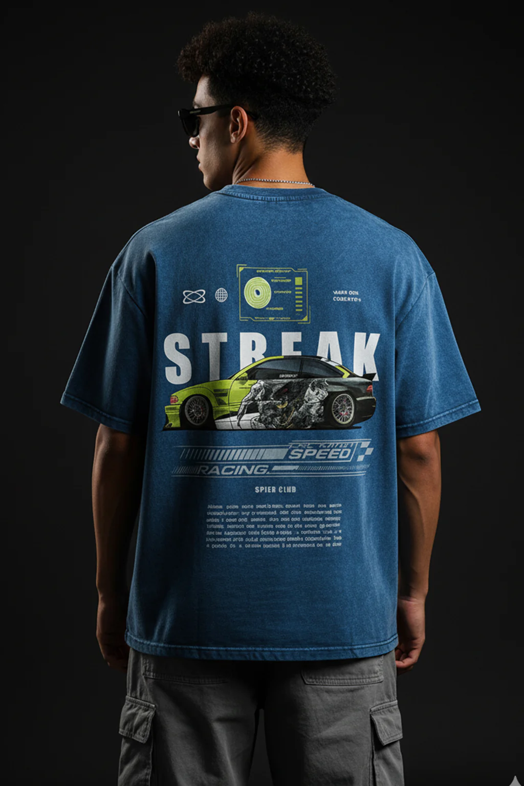 Streak Oversized Acid Washed Graphic Back Printed Exclusive T-shirt - Image 3