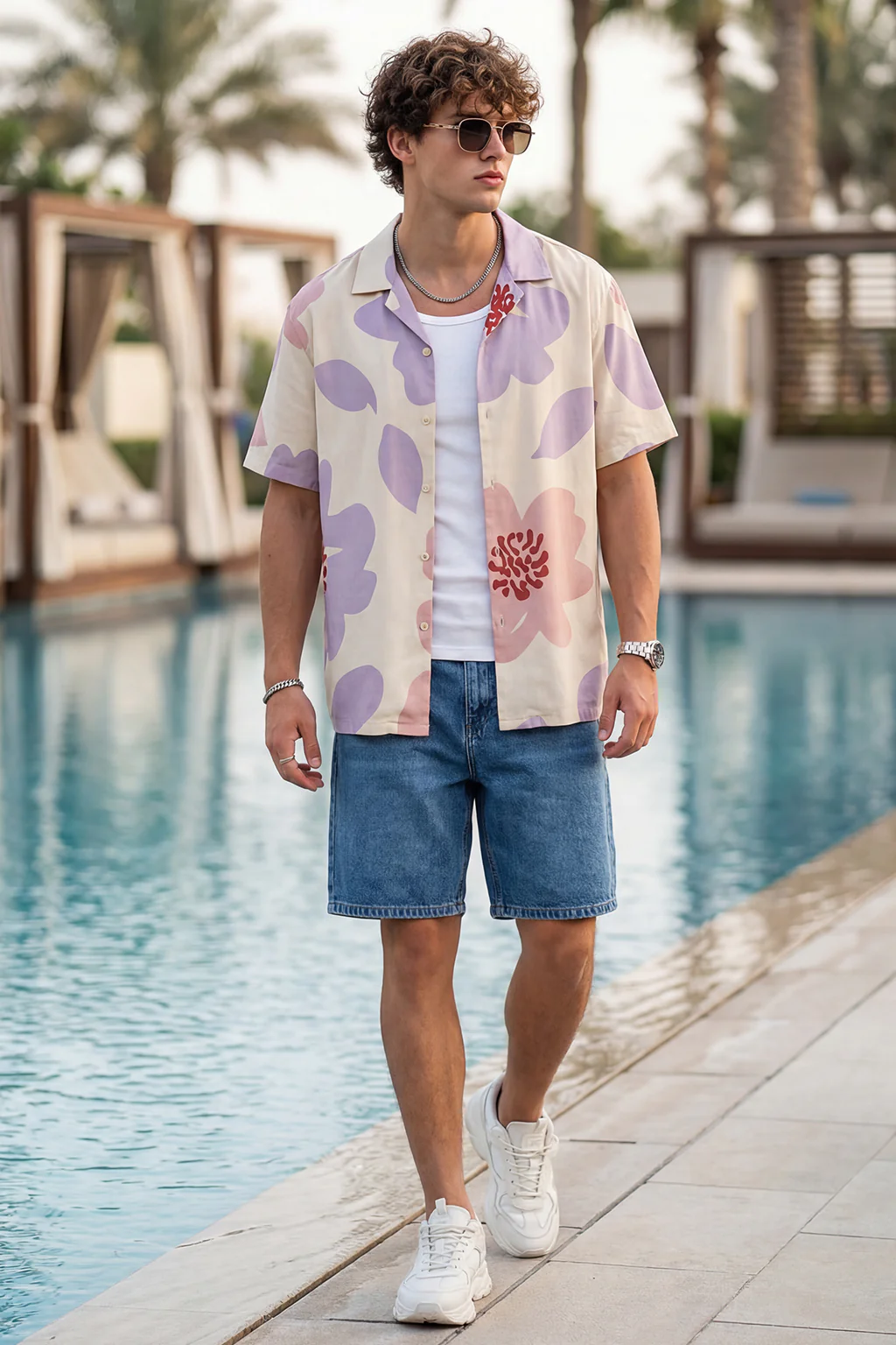 Stylized Floral Swanwhite All Over Print Oversized Exclusive Shirt - Image 5