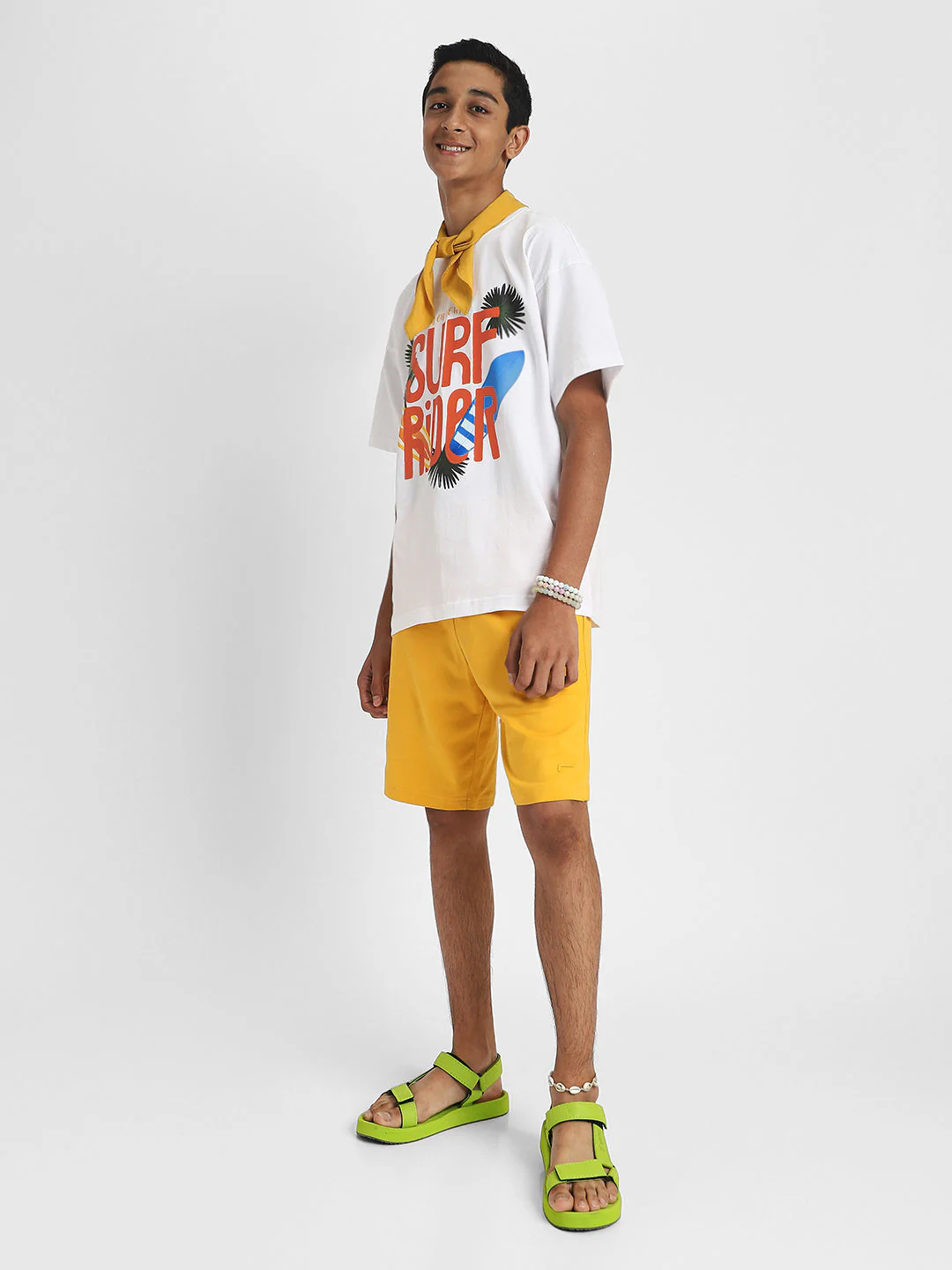 Surf Rider White Oversized Graphic Front Printed Boys T-shirt - Image 6