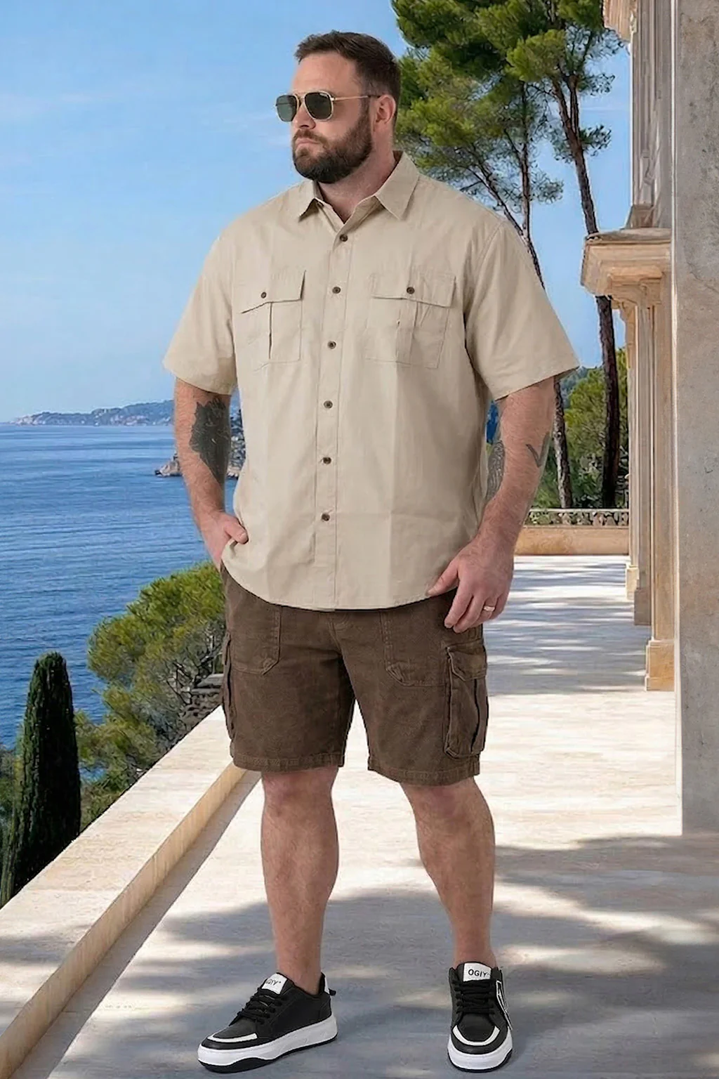 Swanwhite Plus Size Half Sleeve Dual Pocket Utility Exclusive Shirt - Image 5