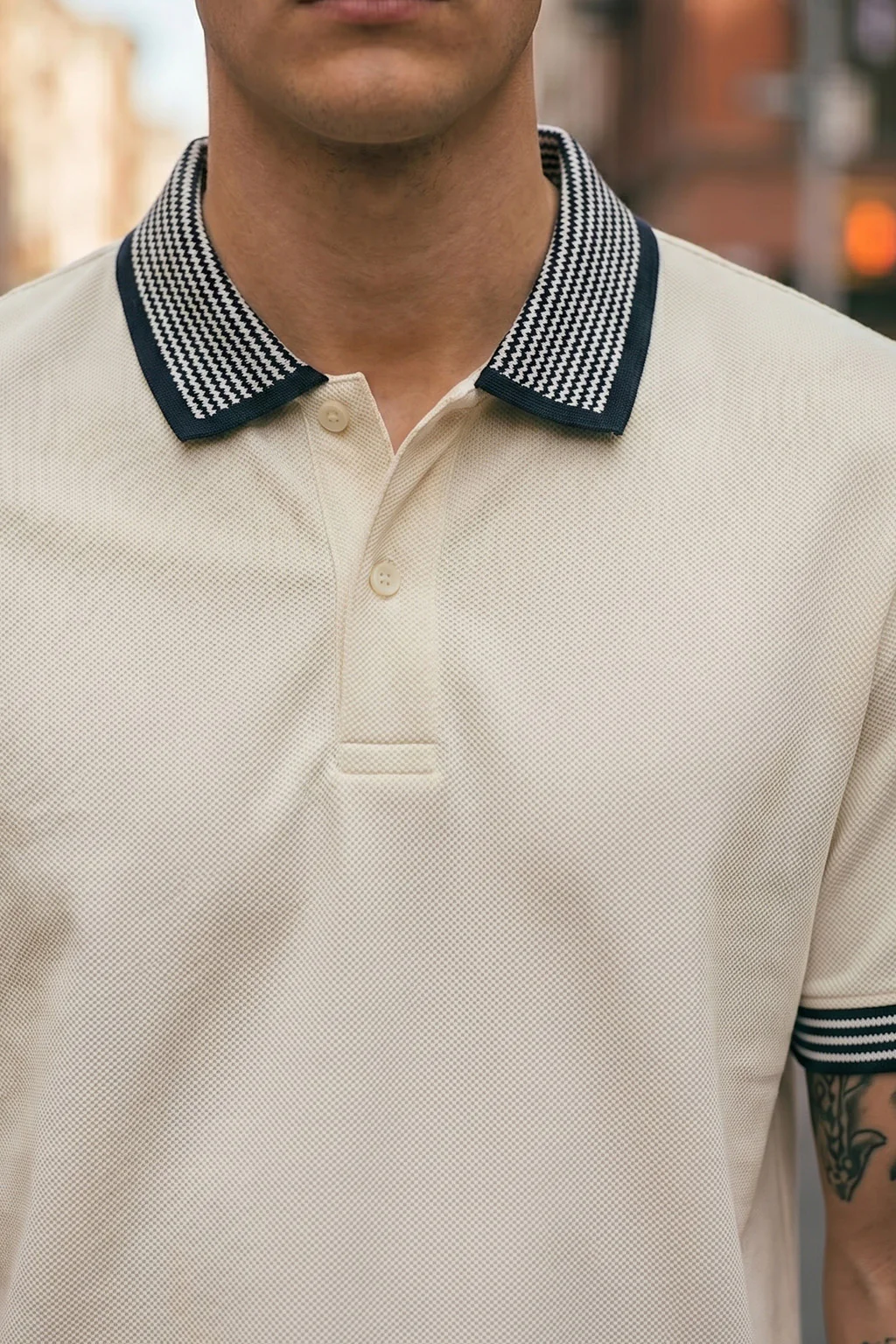Swanwhite Stripped Collar Regular Fit Exclusive Pique Lycra Polo T-Shirt - Image 2