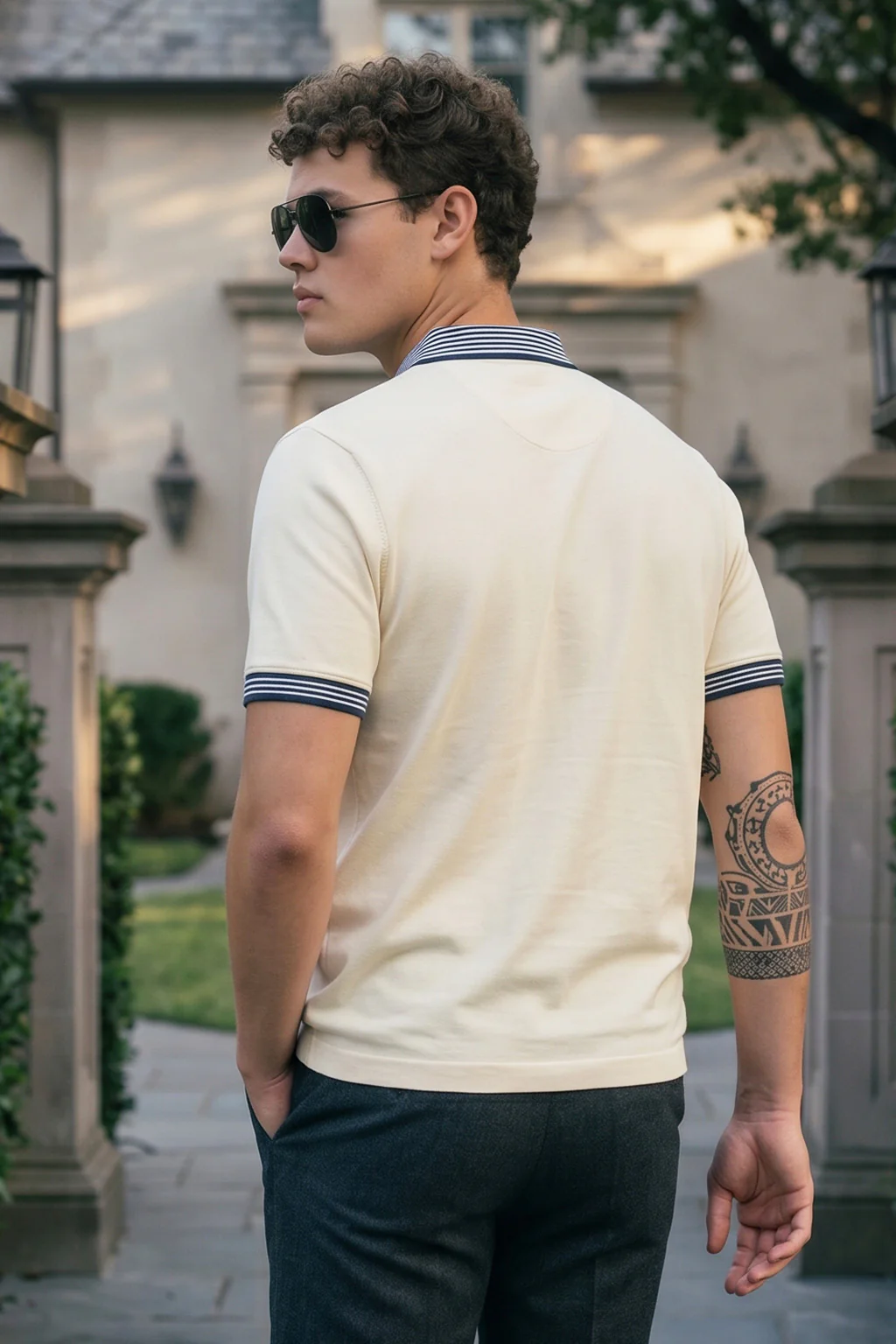 Swanwhite Stripped Collar Regular Fit Exclusive Pique Lycra Polo T-Shirt - Image 3