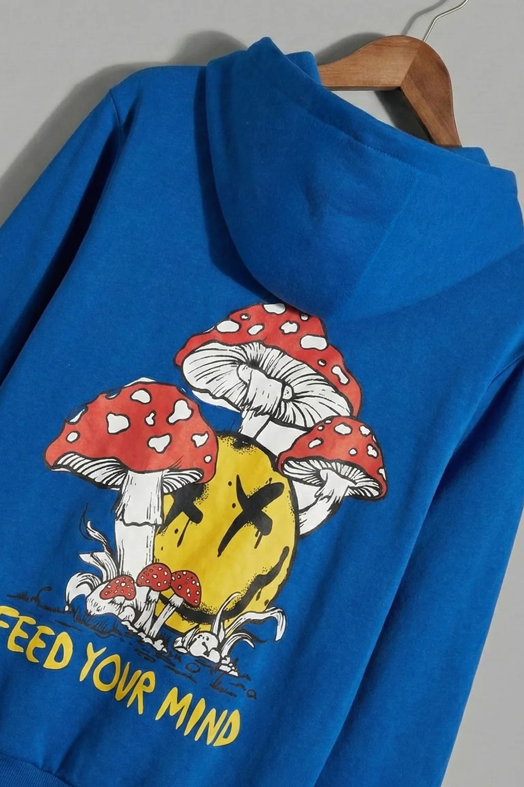 Feed Your Mind  Blue Back Graphic Printed Regular Fit Hoodie - Image 3