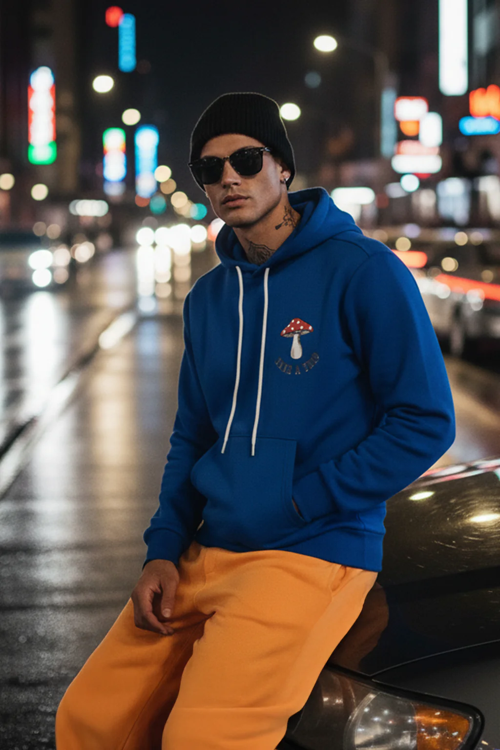 Feed Your Mind  Blue Back Graphic Printed Regular Fit Hoodie - Image 5