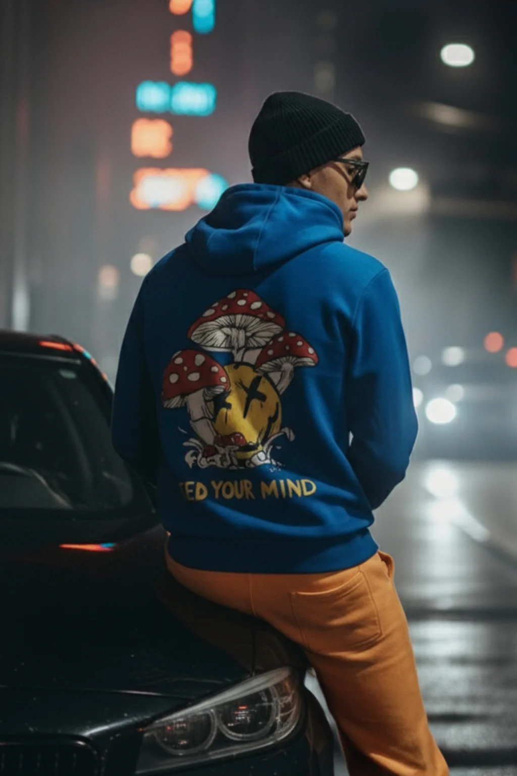 Feed Your Mind  Blue Back Graphic Printed Regular Fit Hoodie - Image 6