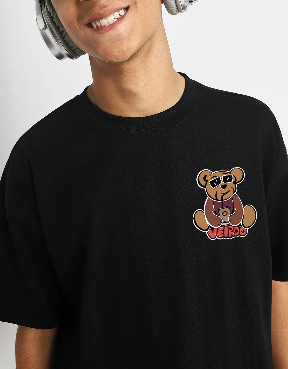 Teddy Black Oversized Graphic Back Printed Boys T-shirt - Image 3