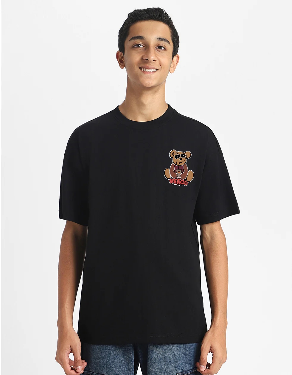 Teddy Black Oversized Graphic Back Printed Boys T-shirt - Image 4